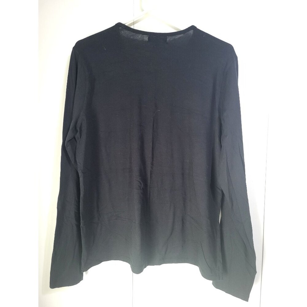 LRL Lauren Ralph Lauren Women's LG Black Sparkle Logo Long Sleeve T Shirt y2k - Picture 3 of 7